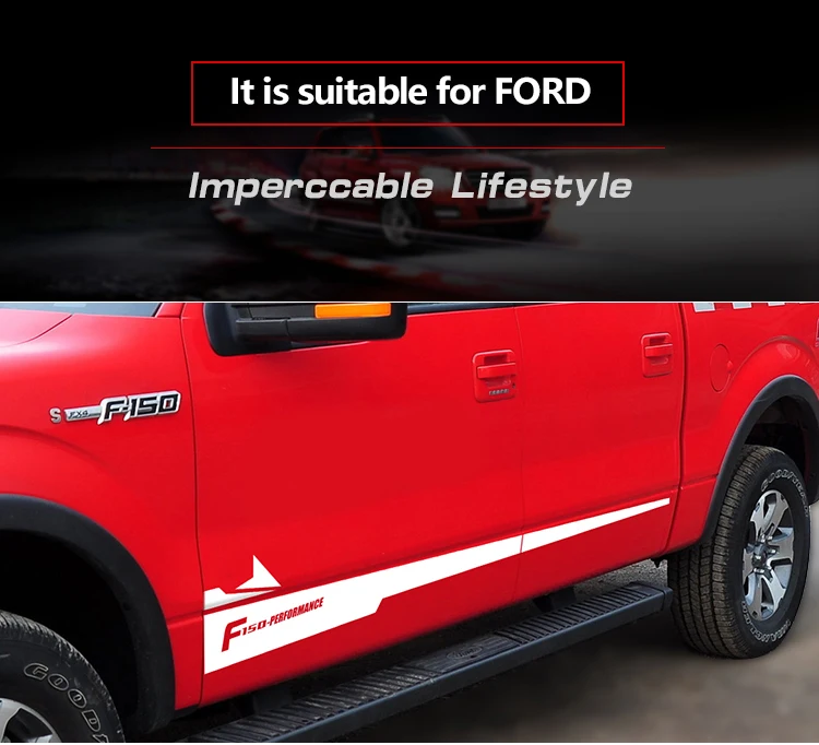 F-150 производительность боковая Автомобильная юбка в полоску Графика виниловые наклейки на автомобиль для Ford F150 Raptor SVT Flare габаритный фонарь хром