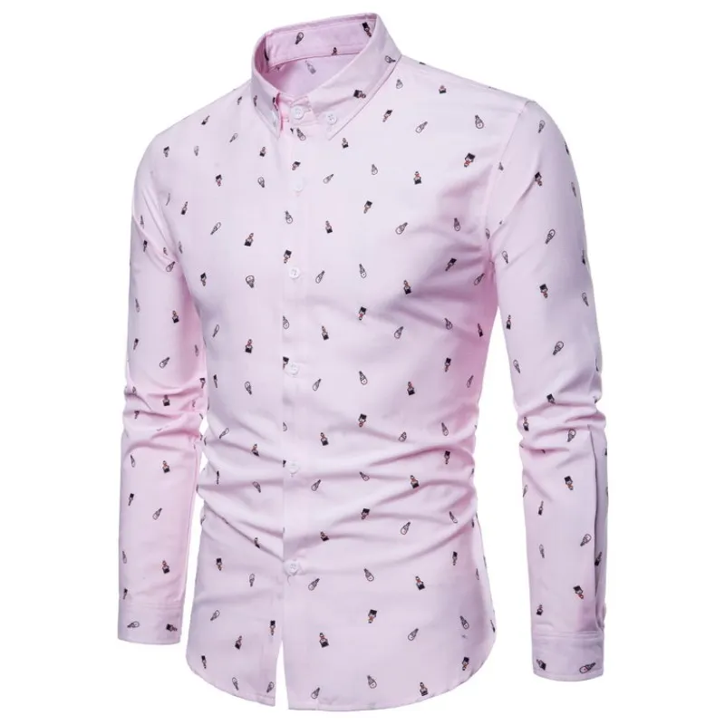 2018 г. модные брендовые Для мужчин одежда Slim Fit рубашка с длинными рукавами в