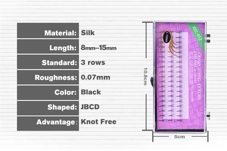 

2 Pcs Hot sale 6 D 0.07 thickness 8mm 10mm 12mm flare lash from Korea by free shipping