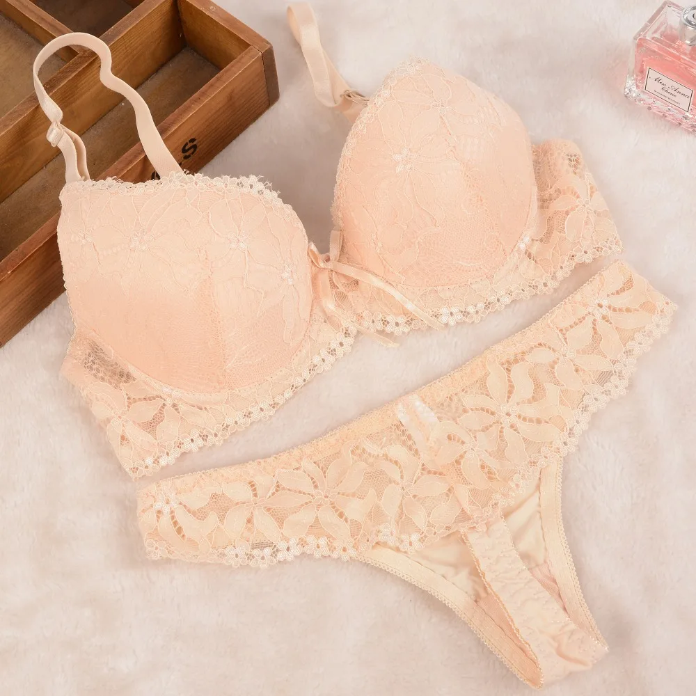 Соблазнительное нижнее белье 6 цветов комплект с бюстгальтером пуш ап однотонный