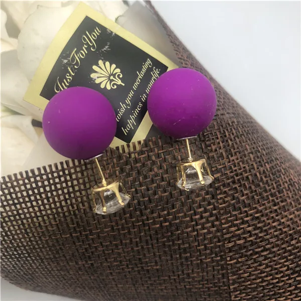 purple 4 Новые роскошные акриловые цветные блестящие Кристальные серьги, большие жемчужные серьги-гвоздики, серьги с резиновыми шариками и бусинами для женщин - Окраска металла: purple 4