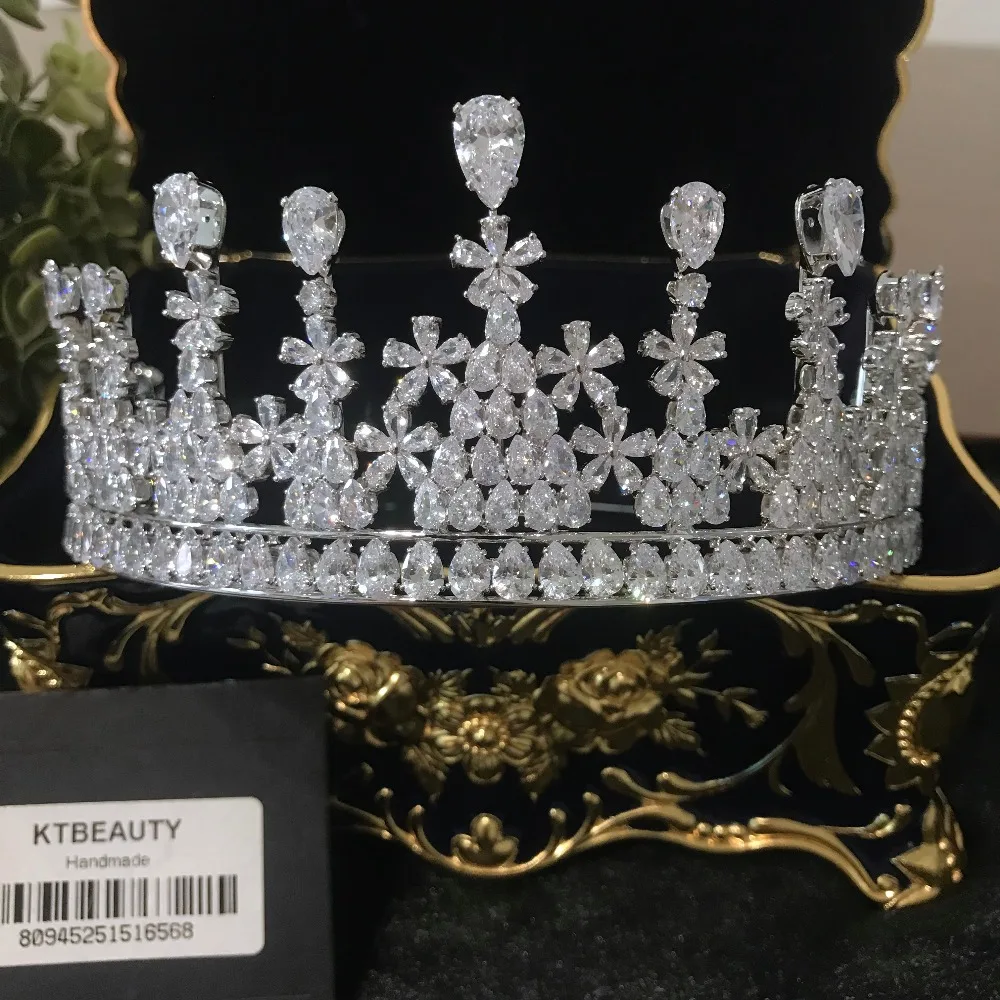 Новый горный хрусталь серебро Циркон Корона на заказ большая Тиара головной убор