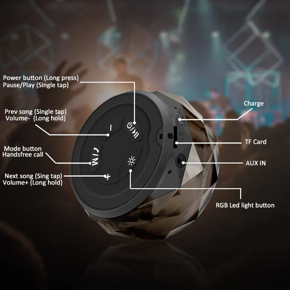 Светодиодный Bluetooth Динамик KENCOOL ночной Светильник Беспроводной алмаз Форма