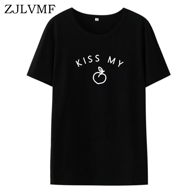 Женская футболка Zjlvmf Kiss My Peach свободная с о-вырезом в Корейском стиле забавным