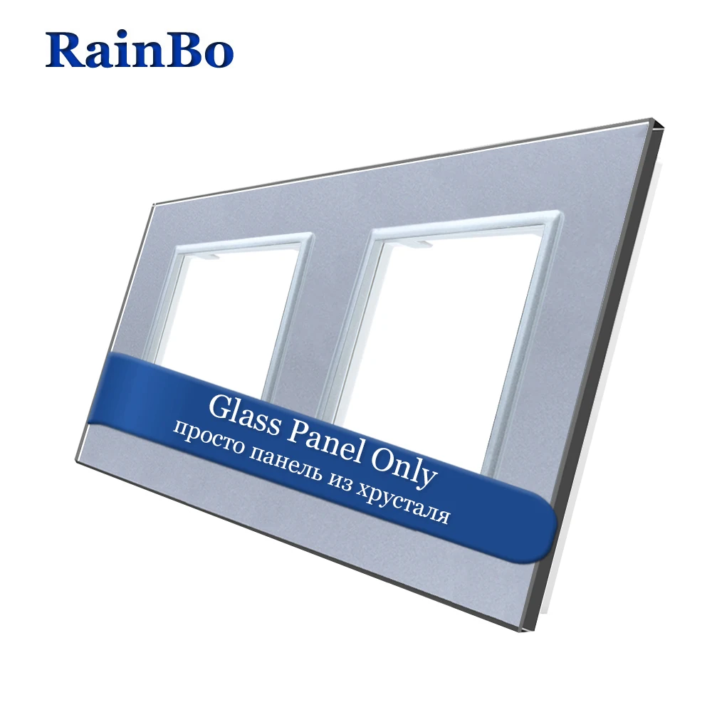 Rainbo Бесплатная доставка Роскошный Crystal White Стекло Панель 2 кадра розетки 151 мм * 80