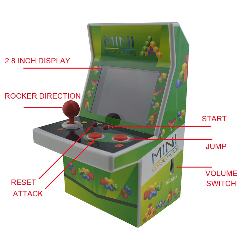 Портативная игровая консоль с 108 встроенными играми аркадная мини Видеоигра для