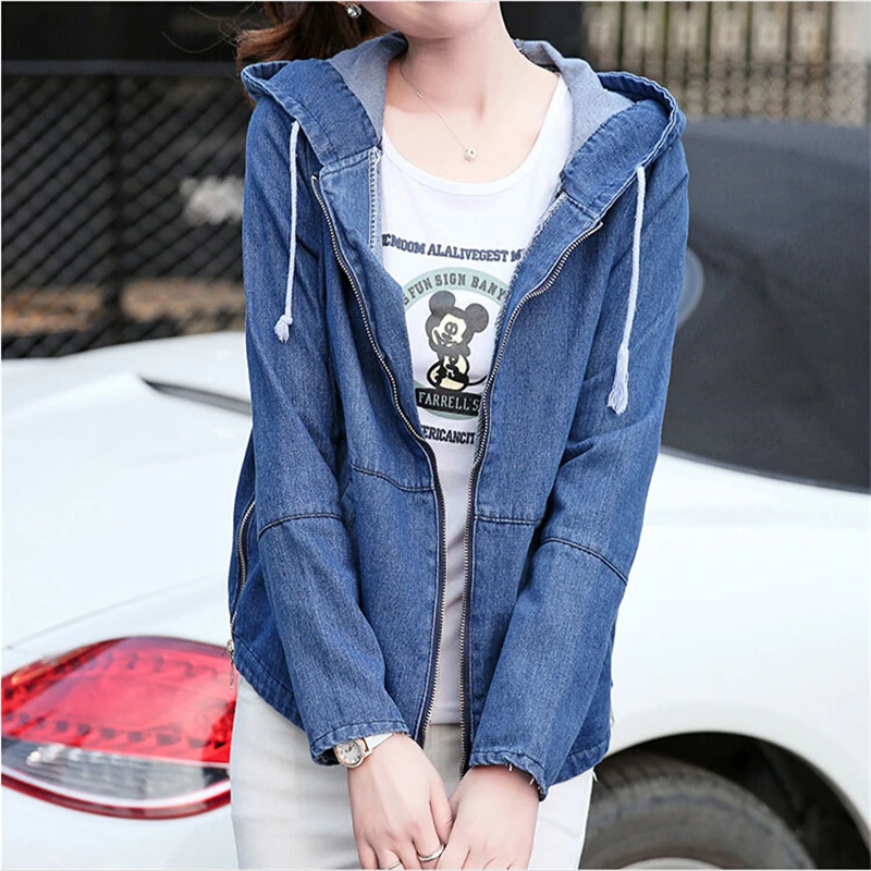 Куртка женская джинсовая с капюшоном весна осень|autumn jacket women long|autumn womenjacket |