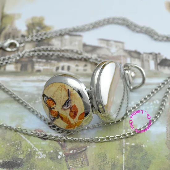 Оптовая Продажа карманные часы ожерелье хорошее качество серебро Мода fob зеркало