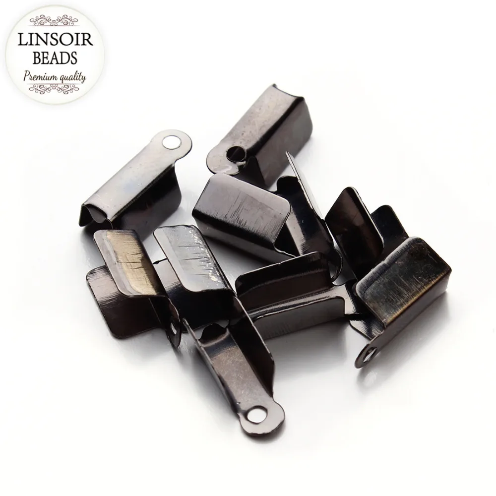 LINSOIR 200 шт./лот концевые колпачки для кожаного шнура застежки Обжимные бусины