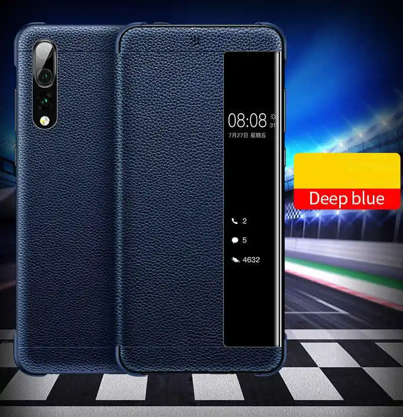 Smart Touch Window View Genuine Leather Flip Cover Case For Huawei P30 P20 lite Mate 9 10 20 Pro Phone Case For Huawei P10 Plus