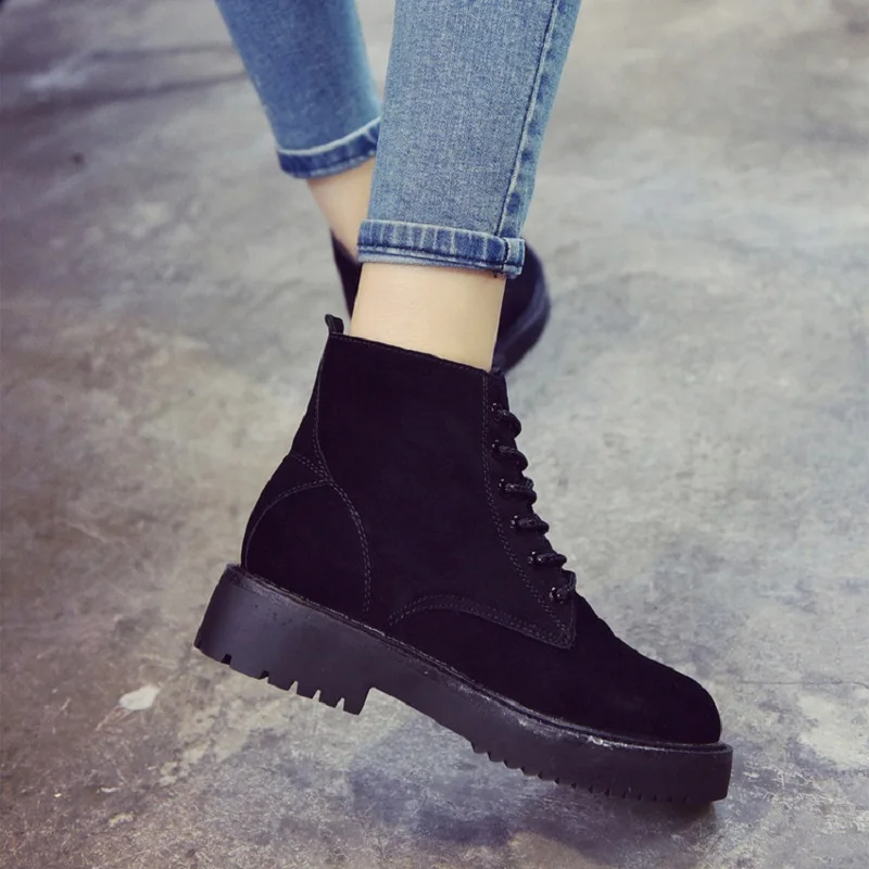 Для женщин обувь зимние короткие сапоги из флока на платформе zapatos mujer