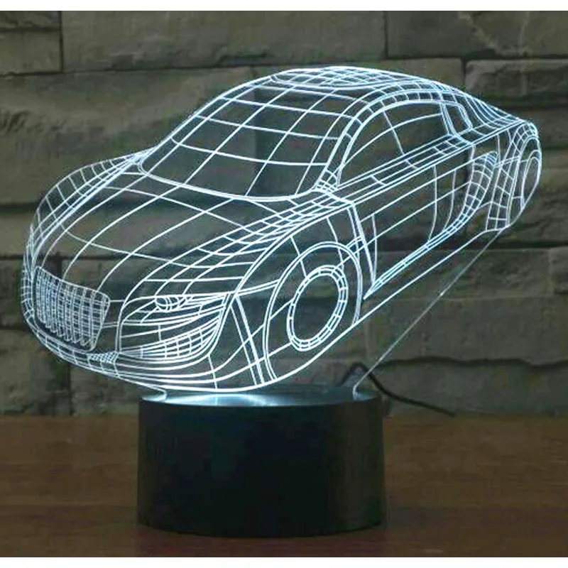 3D светодиодный ночсветильник динамический автомобиль с 7 цветсветильник для