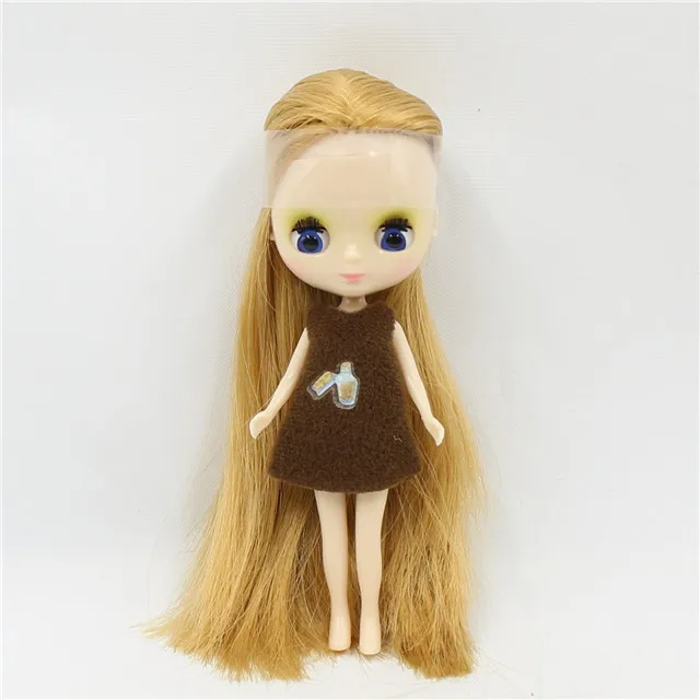 Фабрика blyth мини кукла 10 см BJD нормальная кукла тела длинные волосы, случайное платье в подарок - Цвет: D