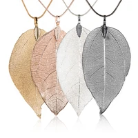 vintage leaves earrings necklaces shellhard long natural real dipped leaf leaves dangle earring ethic women jewelry 4colors