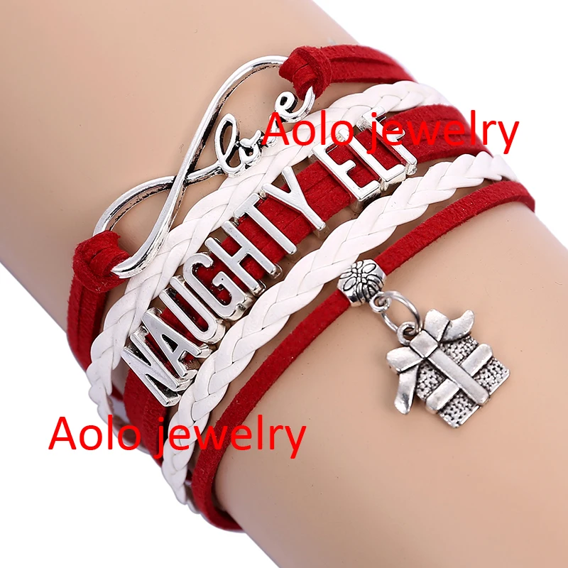 Озорной Эльф Рождественский Браслет бесконечность красный/белый сделать свой