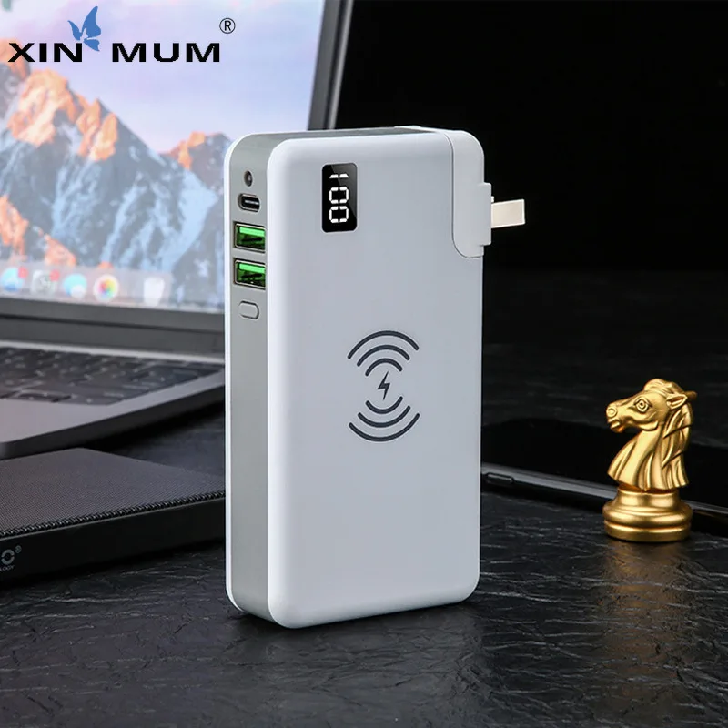 Qi Беспроводное зарядное устройство для iPhone Samsung Xiaomi Huawei и т. д. 10000 мАч Power Bank Dual Usb