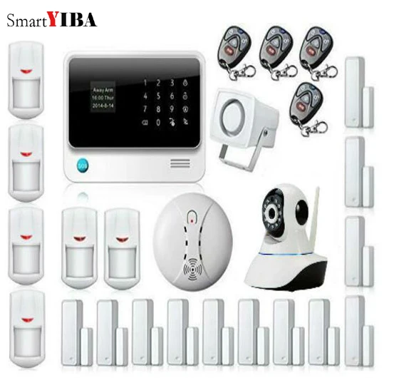 D KIT SmartYIBA Беспроводной GSM WI-FI умный дом охранной сигнализации Системы комплект сирена Открытый IP Камера Дым пожарный Сенсор умная розетка - Цвет: D KIT