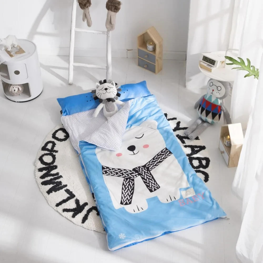 150cm*70cm Kid Sleeping Bag Thicken Quit with Pillow Warm Envelope for Bedroom Multifunctional Children Sleeping Bag