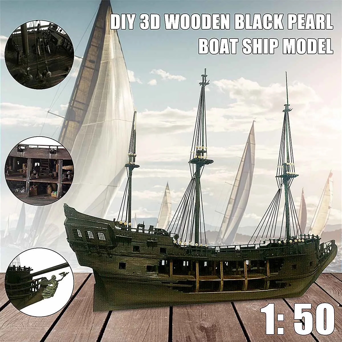 1:50 DIY черный жемчуг модель корабль наборы для подарка для s of The Caribbean DIY набор комплектов сборная лодка
