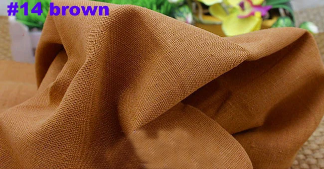 14 brown Однотонная льняная ткань для платья, брюк, одежды, скатерти, занавески, хлопок, лен, материал, натуральный лен, обивка, ткань, метр - Цвет: 14 brown