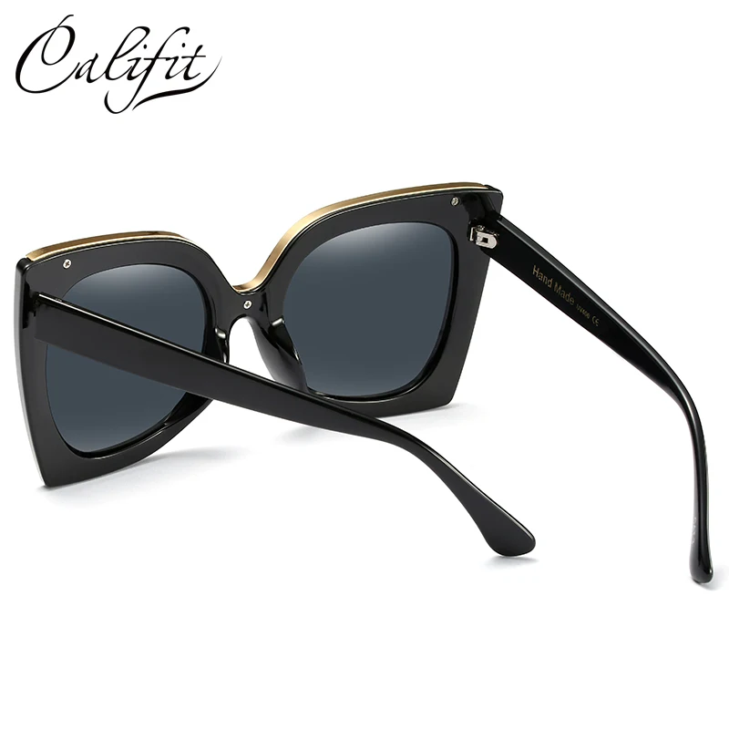 CALIFIT ретро солнцезащитные очки большого размера с бабочками винтажные оттенки