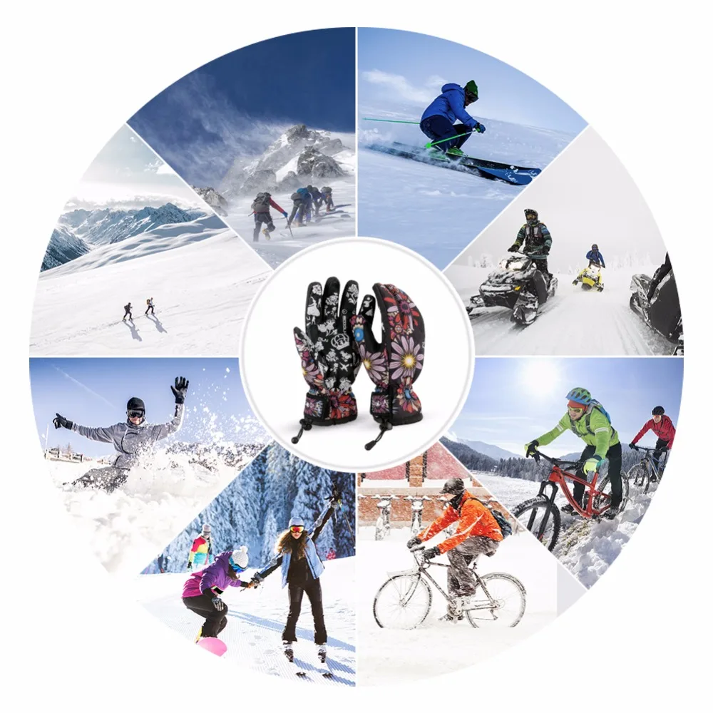 Winter Skiing Gloves bicycle ski bike Cycling Glove Full Finger Outdoor Snowboard Snowmobile Motorcycle gloves Woman | Спорт и