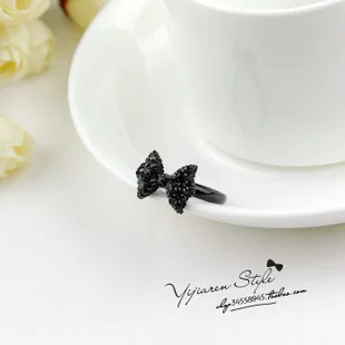 1Pcs New 2018 Fashion Jewelry Cheap Black Butterfly Bow Finger Ring For Women Girls Accessories Personality Lovely | Украшения и