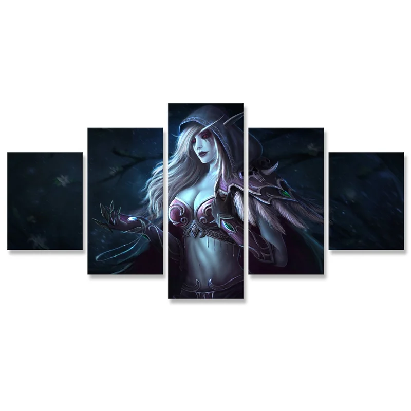 Wow Sylvanas Windrunner Canvas Painting 5 Pieces Wall Art Posters and Prints Canvas Modern Home Decoration