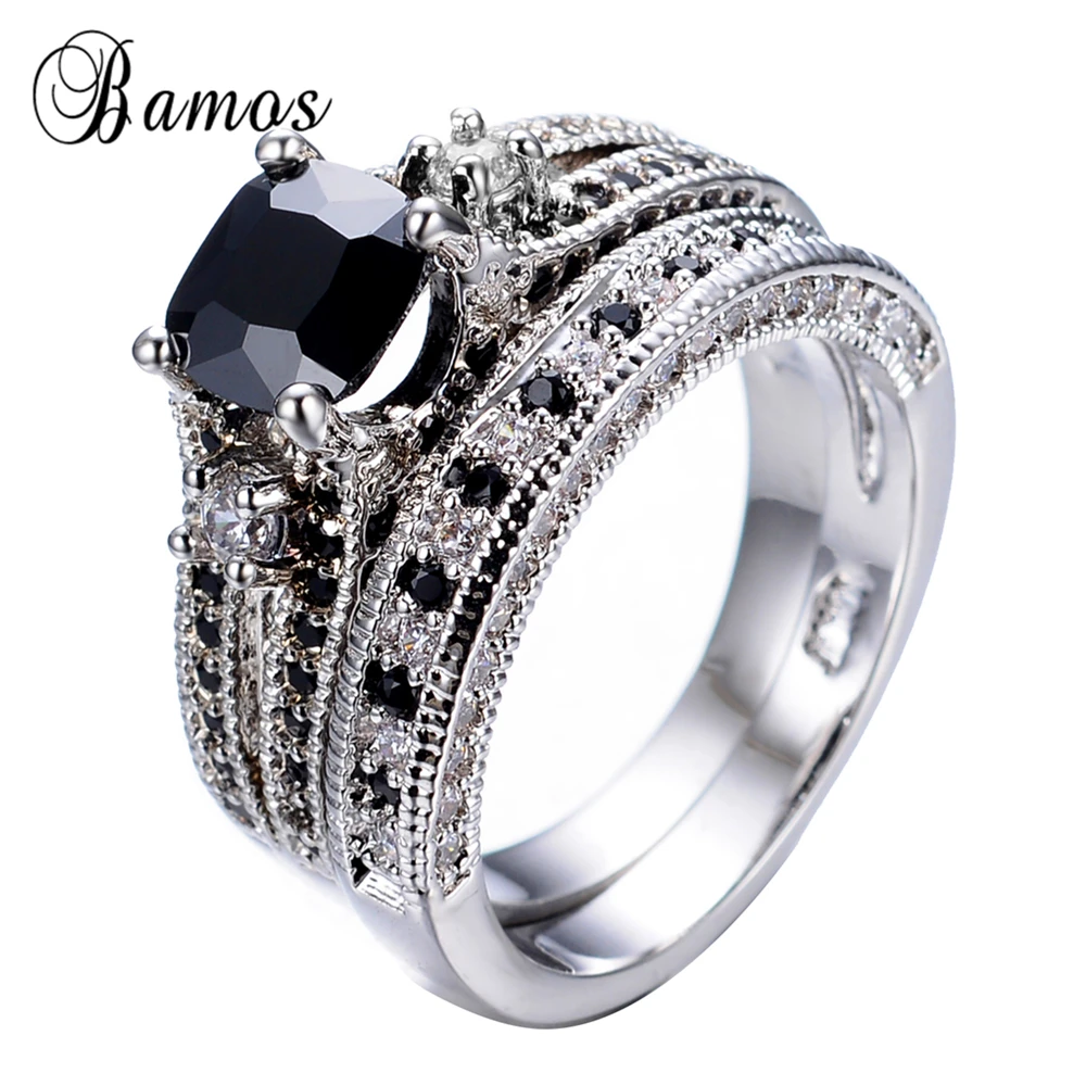 Кольцо обручальное серебряное для мужчин и женщин 2018|fashion ring set|ring setblack set |