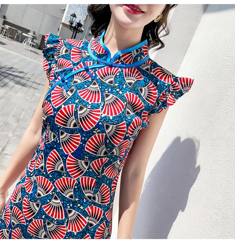 Китайское платье cheongsam Ципао современное вечернее платье с принтом Восточное шифоновое кружевное вечернее платье с вышивкой