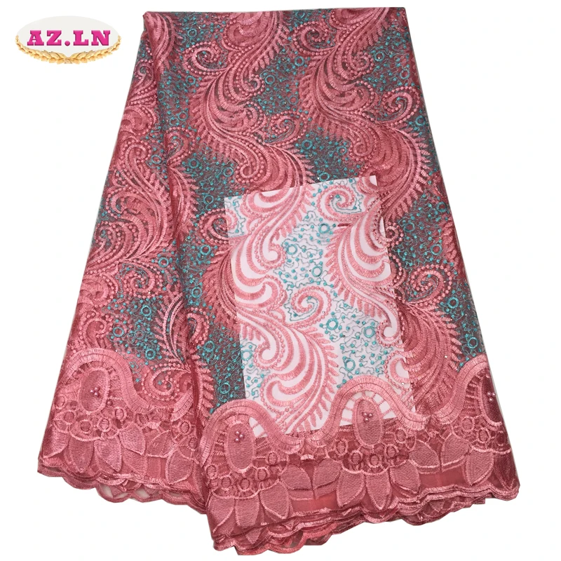 Lace Fabric with Beads and Stones High Quality African Tulle 2018 Guipure Nigerian Fabrics A19B5 | Дом и сад