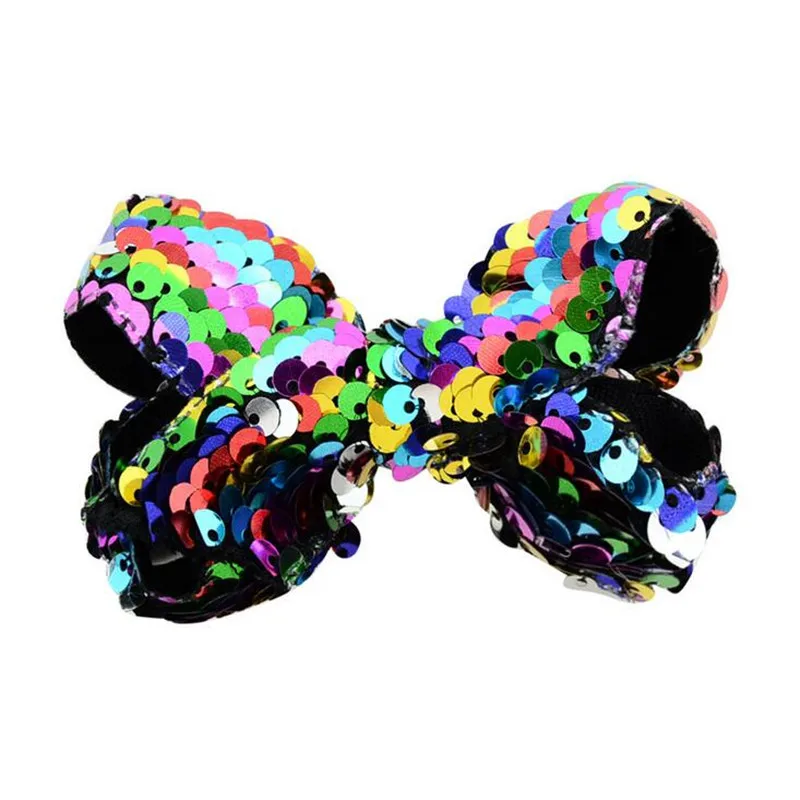 Rainbow Black Горячая Распродажа, Детские блестящие заколки с блестками и бантом для девочек, корсажная лента, аксессуары для волос, Изысканные детские заколки для волос из кожи аллигатора, Прямая поставка - Цвет: Rainbow Black