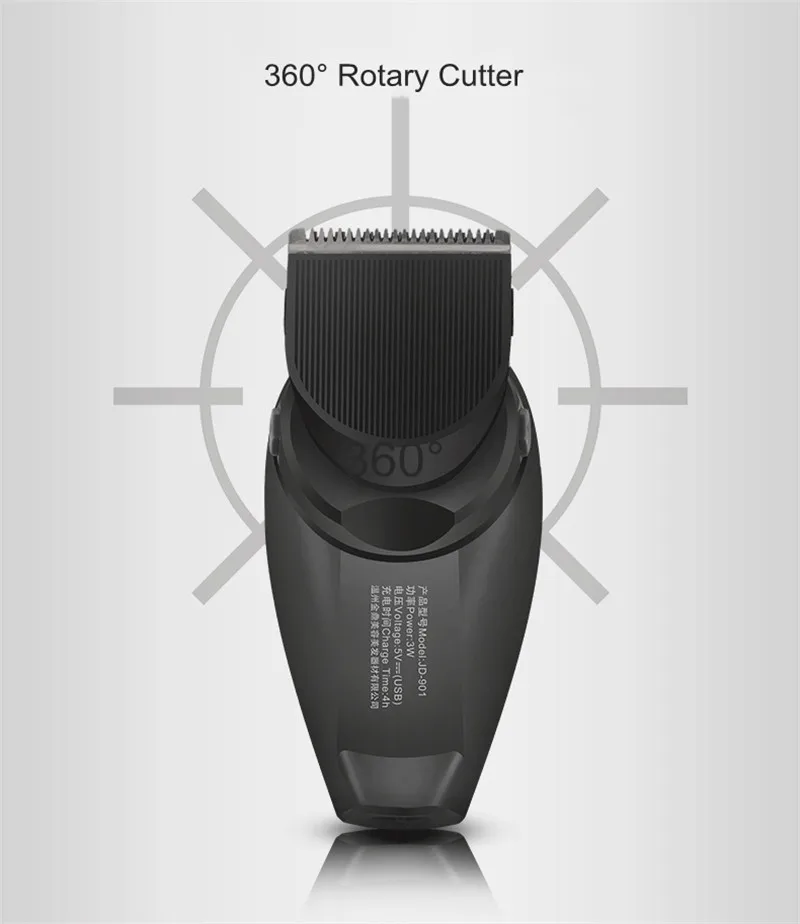 360 градусов вращение JD-901 Мужская электрическая машинка для стрижки волос Триммер самообслуживания храмы бритва зарядка через USB серый и красный