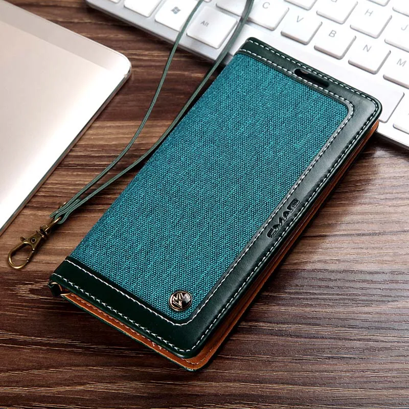 green Чехол-бумажник из джинсовой кожи для samsung Galaxy S7 edge S8 S9 S10 Plus, Магнитный чехол-книжка с отделением для карт, чехол для samsung Galaxy Note 9 8 - Цвет: green