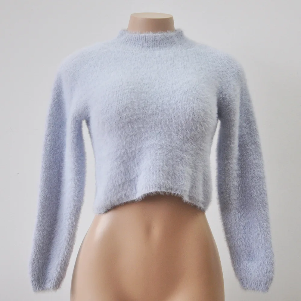 Soft Villus Floss Knitting Sweater Women Long Sleeves Autumn Winter Candy Color Pullover Black Pink Purple White FS0493 | Женская одежда