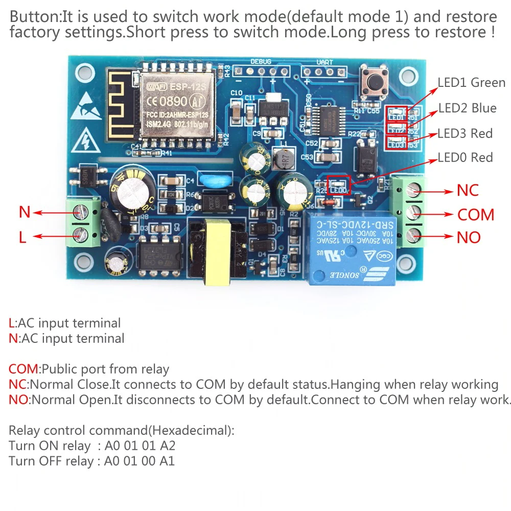 AC 220V ESP8266 WIFI релейный переключатель пульт дистанционного управления Умный дом IOT