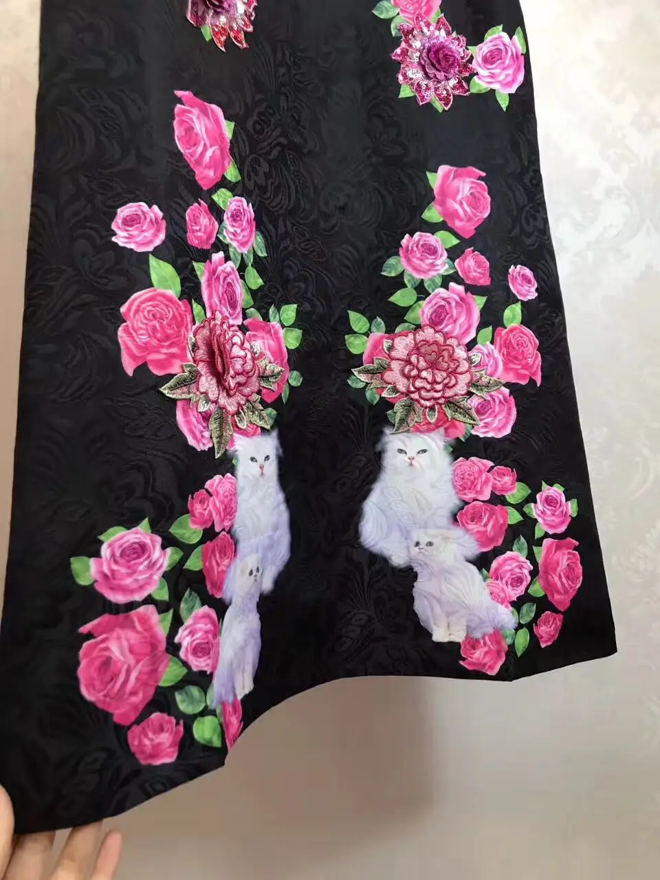 2017 летняя модная новинка бутик рукавов трехмерный цветок ногтей блестки кошка