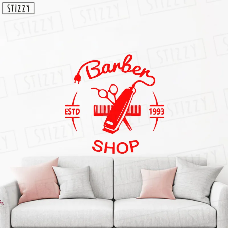STIZZY настенные наклейки на стену магазина парикмахера Модные мужские ножницы для