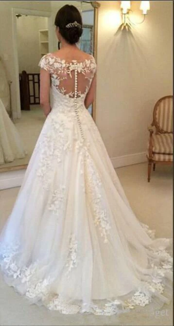 

New Arrival A-Line wedding dress 2020 Lace Appliques wedding gowns Plus size Robe de mariee gelinlik Bride dress trouwjurk