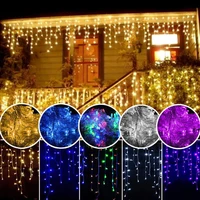 christmas garland led curtain icicle string light 110v220v 5m 96leds indoor led party garden stage outdoor decorative light