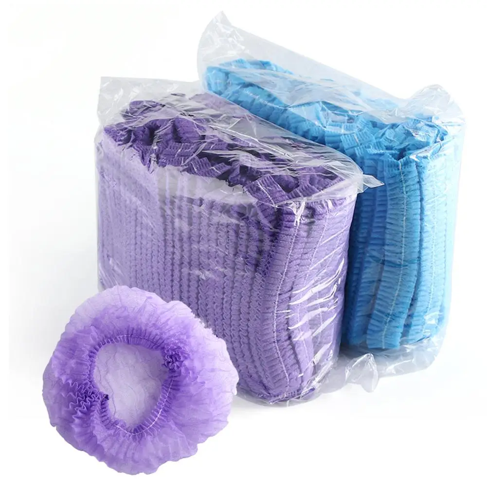 100pcs/bag Disposable Hair Net Caps Sterile Hat For Eyebrow Tattooing and hairdressing bathing cleaning Non-woven Dust-proof W |
