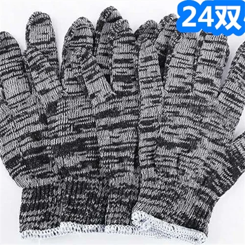 ITAX-9913 Cotton gloves labor protection work wear-resistant thickening antiskid auto repair - Цвет: 24 pairs