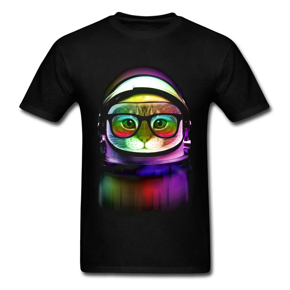 Первая кошка в космосе 2018 неоновая цветная Мужская черная футболка с принтом