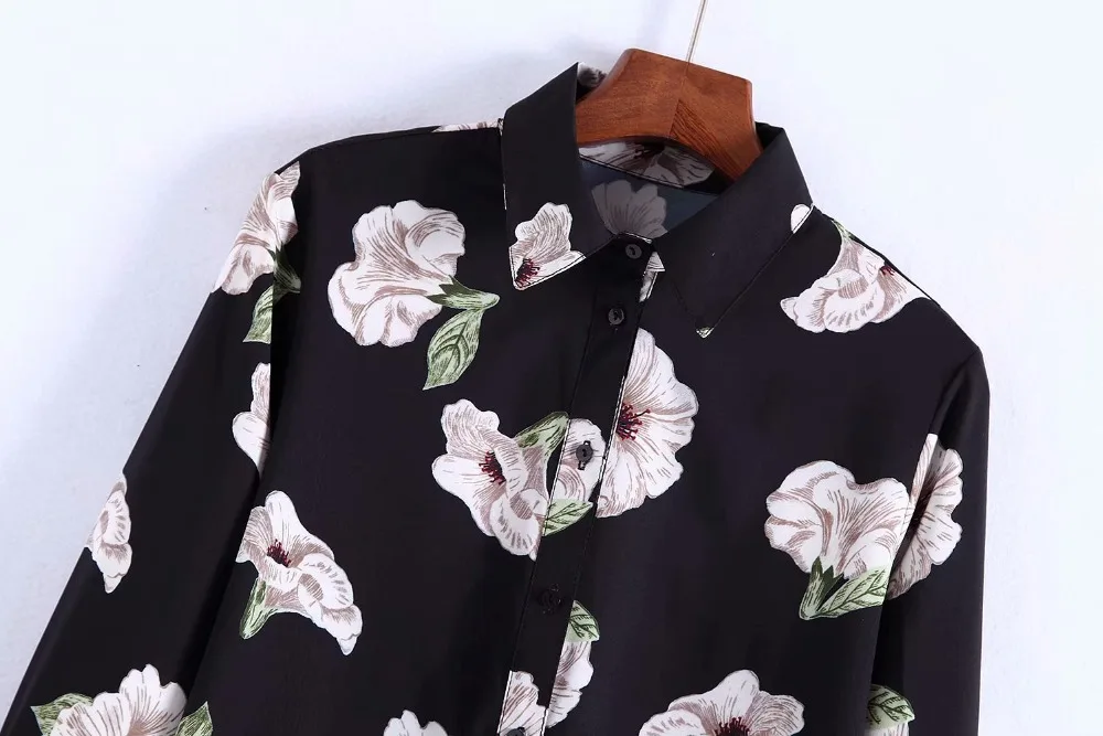 Za женские осенние Рубашки с принтом Блузки длинным рукавом рубашки Слик s Camisa Blusas