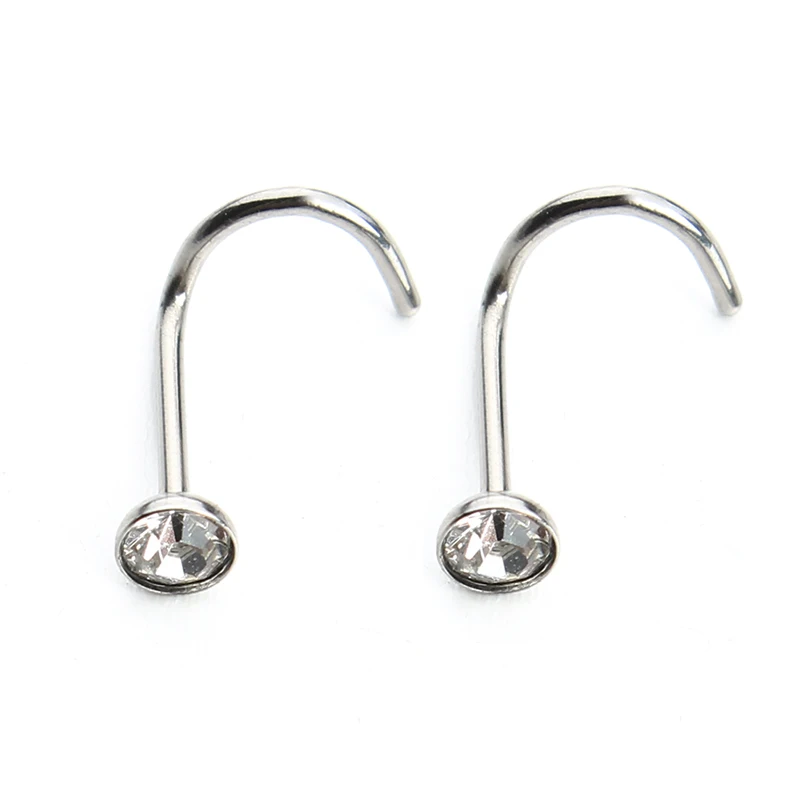 Fashion 20pcs/lot Stainless Steel Crystal Rhinestone Nose Studs Hooks Bar Pin Rings Body Piercing Jewelry For Women F3710 | Украшения и