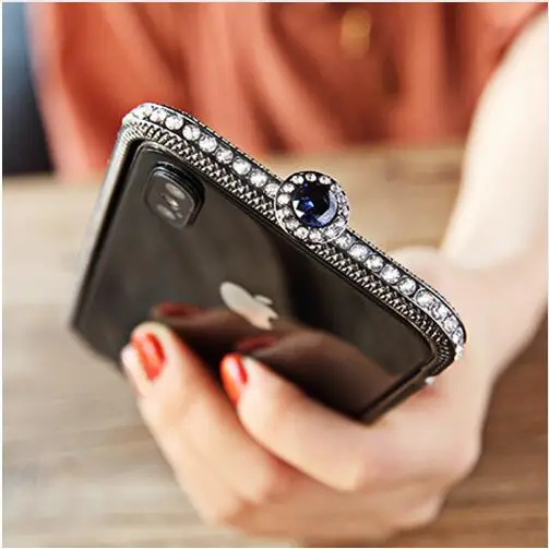 Black Роскошный блестящий металлический бампер с бриллиантами для iPhone XS Max XR X 6 6S 7 8 Plus, чехол, модные блестящие хрустальные стразы, рамка, чехол s, чехол - Цвет: Black