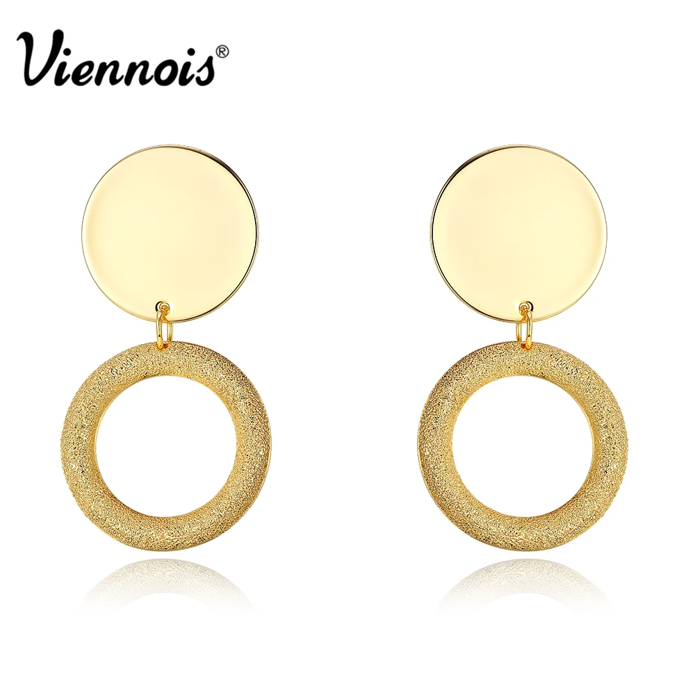 

Viennois Circle Drop Earrings for Women Round Pendantes Statement Earrings Dangle Drop Gold Color Eardrops Fashion Jewelry Gift