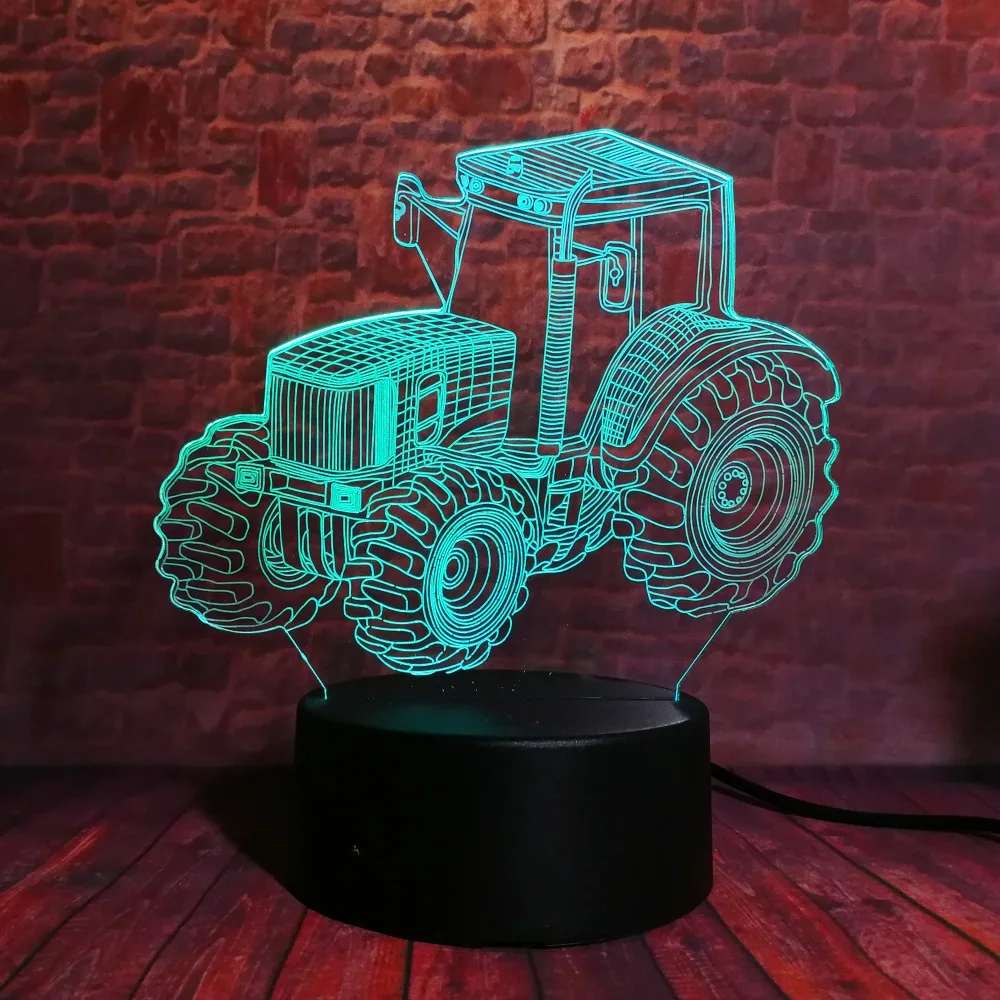 Креативный 3D динамический Трактор Автомобиль 7 цветов Изменение USB настольная лампа пульт дистанционного управления Сенсорная база Дети День рождения Рождество игрушка автомобиль подарок
