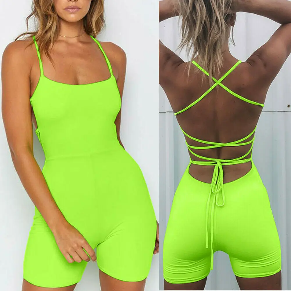 

Sexy Women Strappy Backless Bandage Mini Playsuit Romper Jumpsuit Shorts Bodycon Mini Playsuit Clubwear