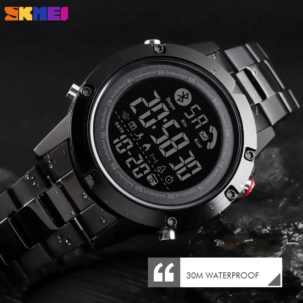 SKMEI Smart Bluetooth Men's Watch Pedometer Calorie Fitness Clock Digital Heart Rate Sleep Wristwatch Monitor reloj inteligente
